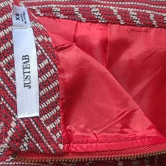 JustFab Jacquard Tapestry Woven A-Line Mini Skirt XS Red White - Picture 14 of 17